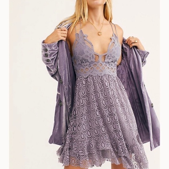 NWT Free People Adella Burnout Lace Slip Dress - Picture 1 of 8